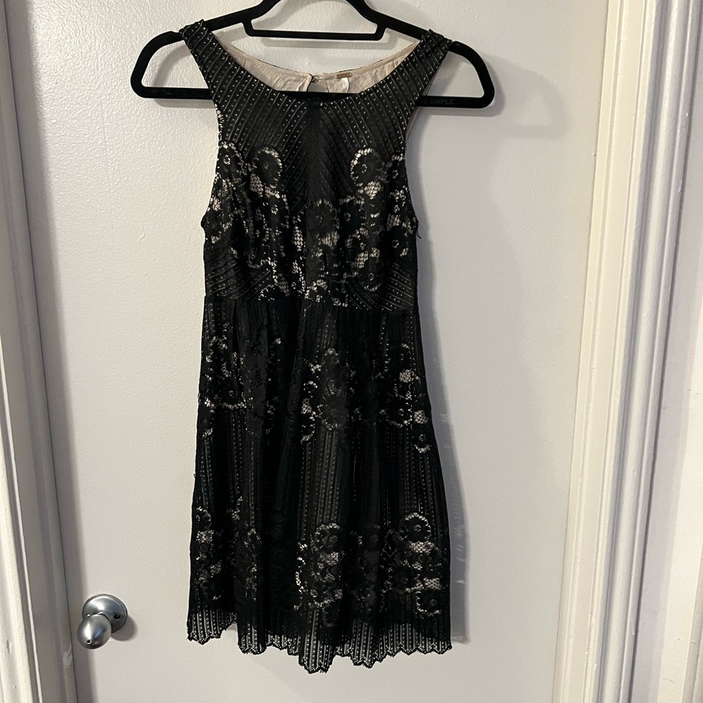 Free People Black and Gold Mini Dress